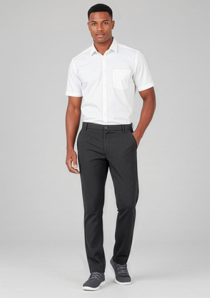 BIZ CARE Mens Comfort Waist Flat Front Pant CL958ML