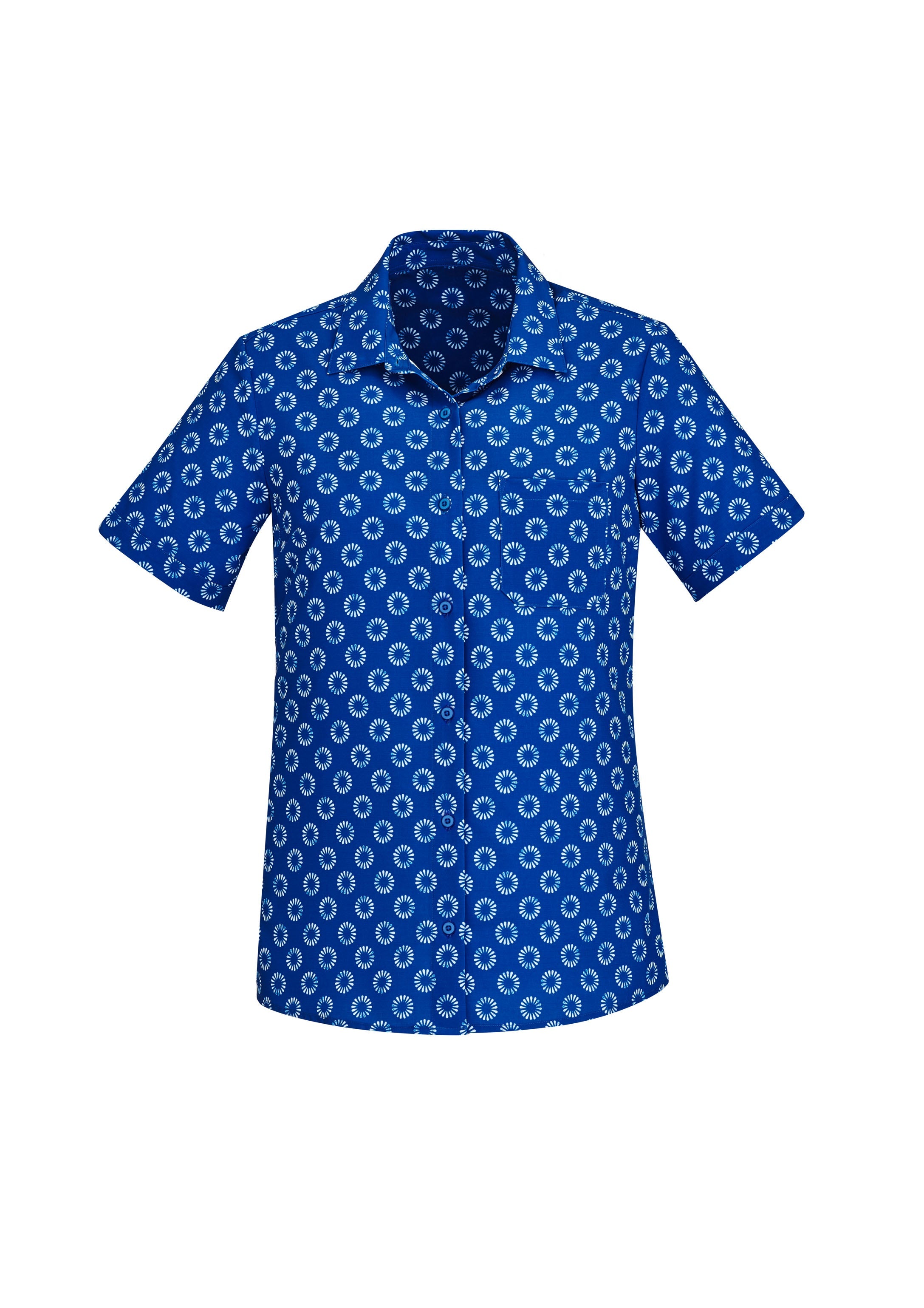 BIZ CARE Womens Florence Daisy Print Short Sleeve Shirt CS948LS