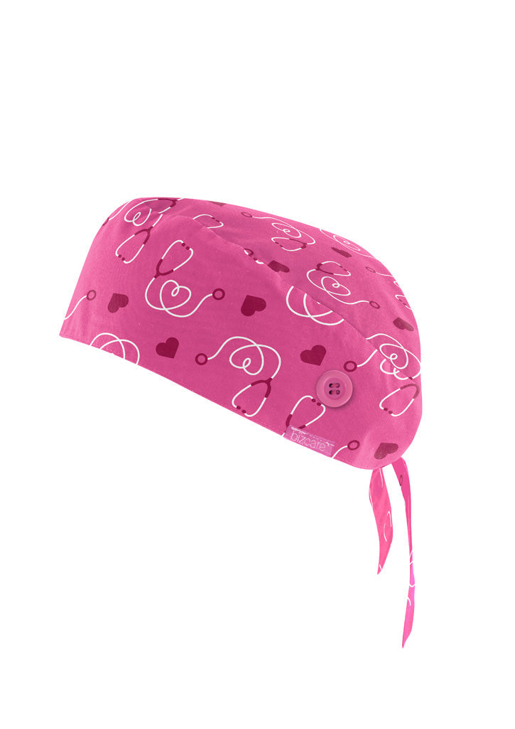 BIZ CARE Unisex Pink Printed Scrub Cap CSC246U