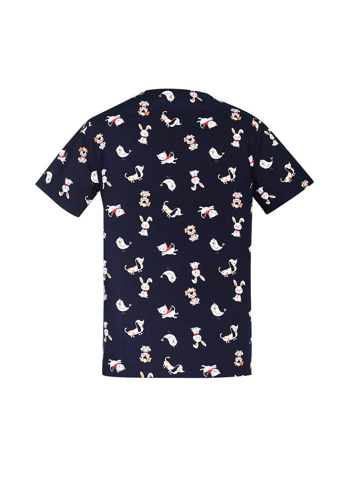 BIZ CARE Mens Printed Best Friends Scrub Top CST147MS