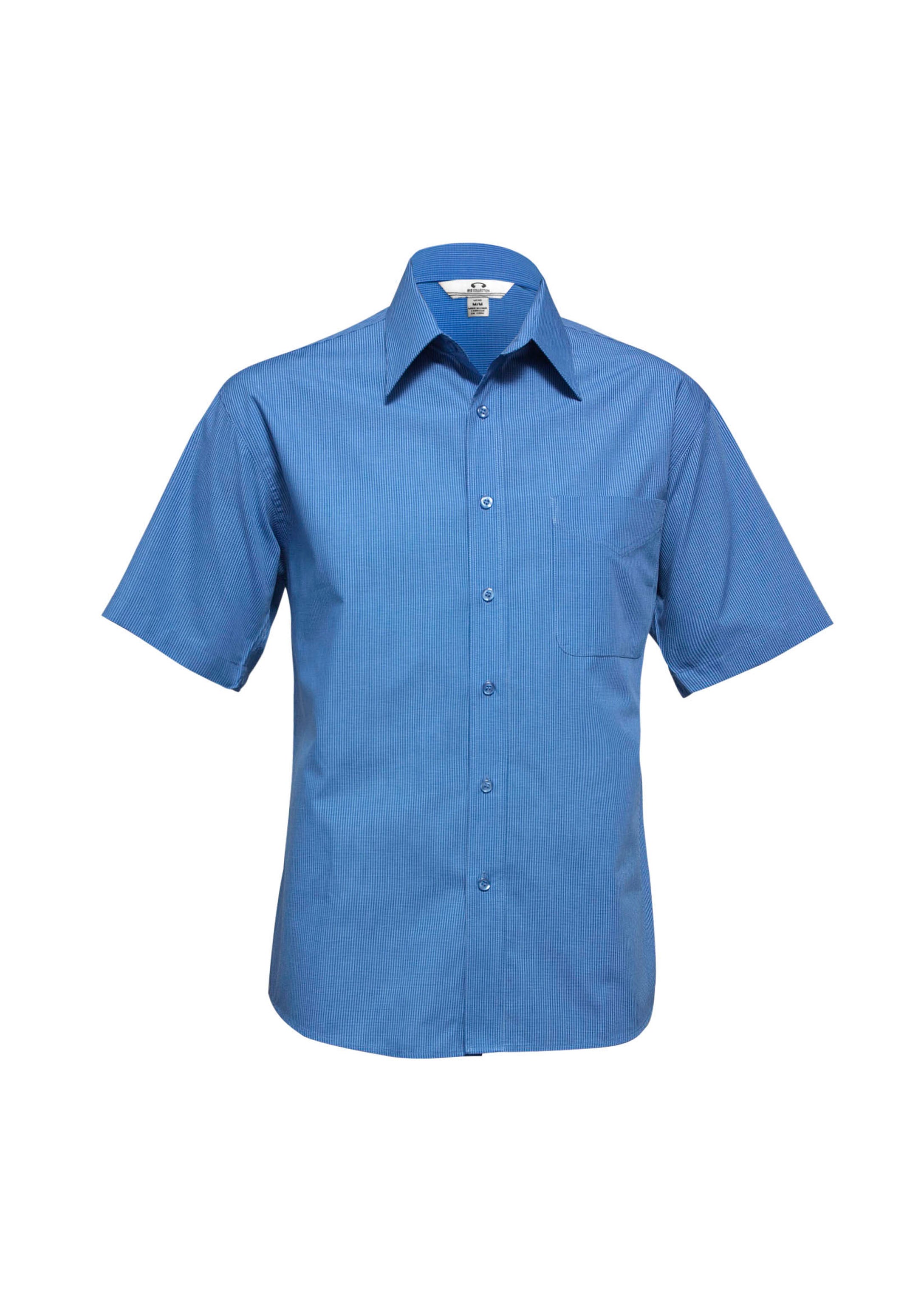 BIZ COLLECTION Mens Micro Check Short Sleeve Shirt SH817