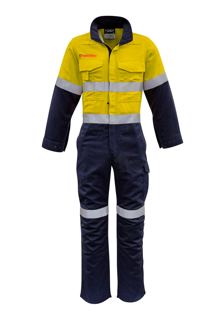 SYZMIK Mens Orange Flame Overall - Hoop Taped ZC525