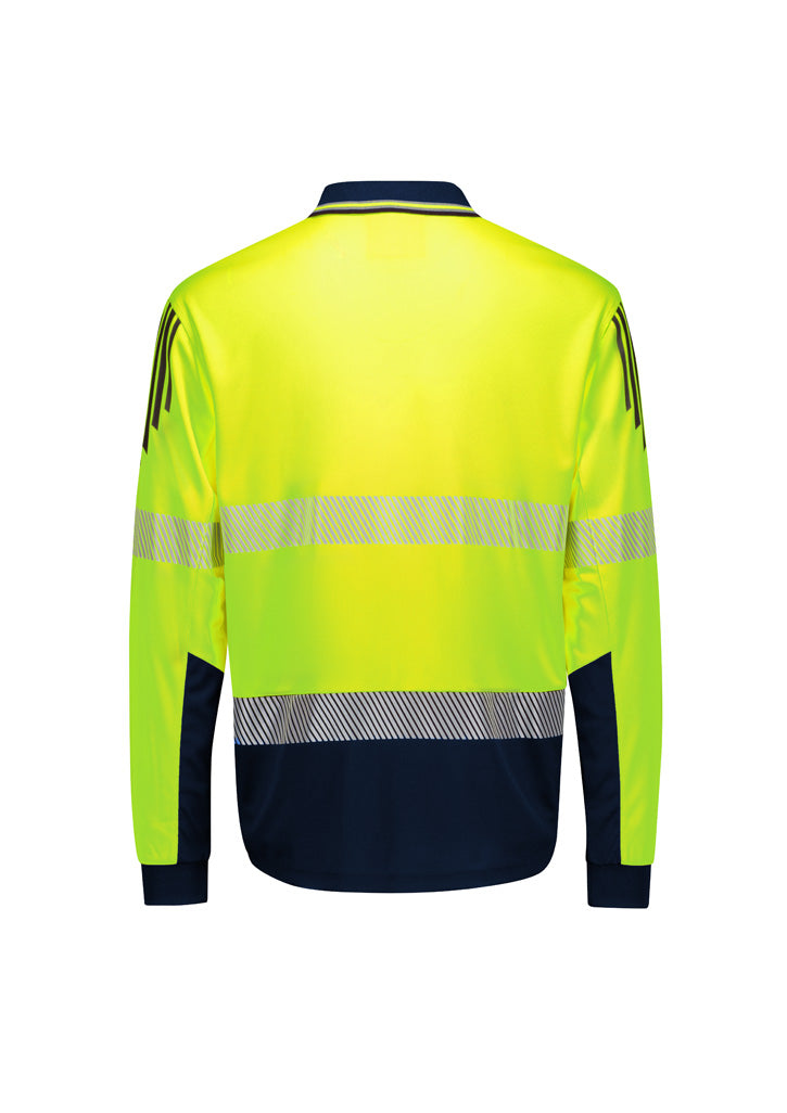SYZMIK Mens Hi Vis Flux Segmented Tape Long Sleeve Polo ZH550