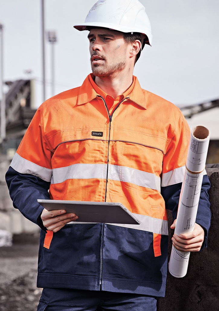 SYZMIK Mens Hi Vis Cotton Drill Jacket ZJ590