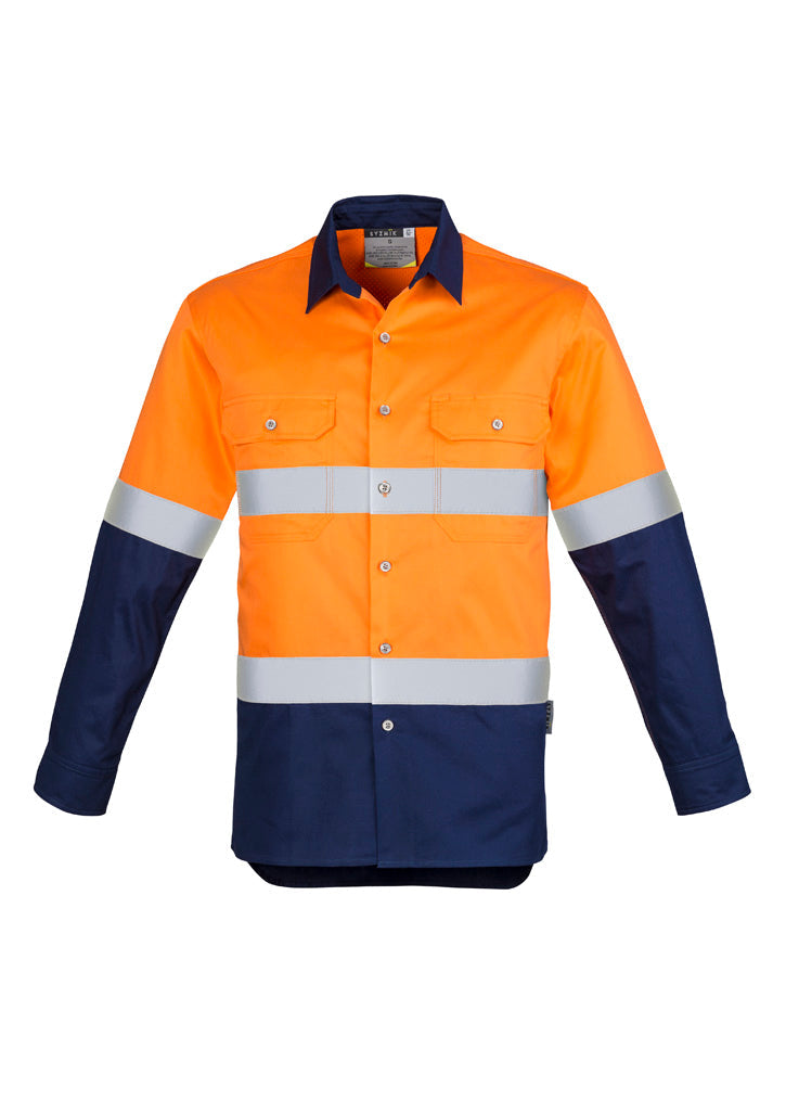 SYZMIK Mens Industrial Long Sleeve Shirt - Hoop Taped ZW123