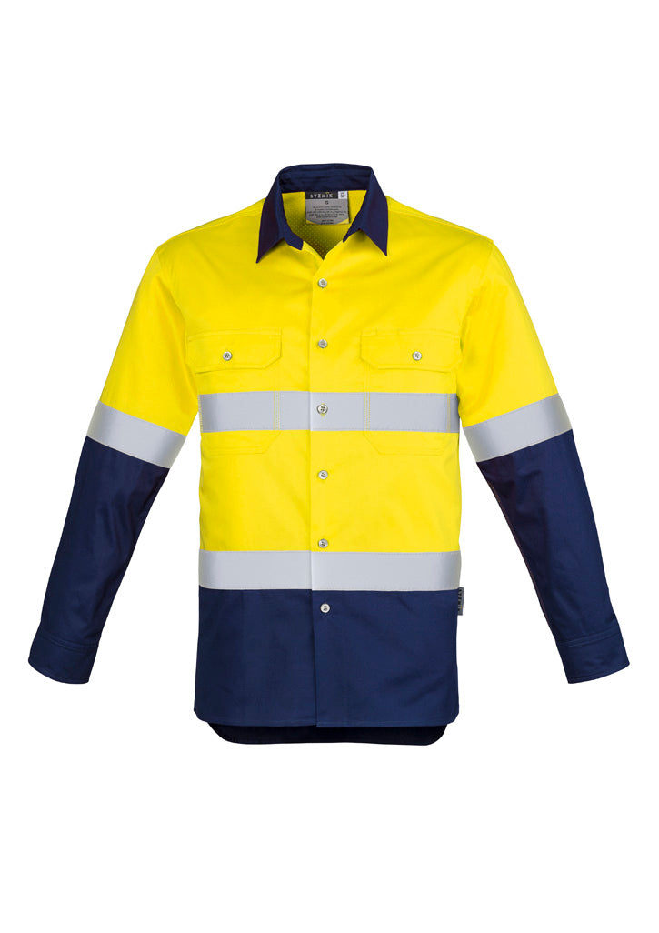 SYZMIK Mens Industrial Long Sleeve Shirt - Hoop Taped ZW123