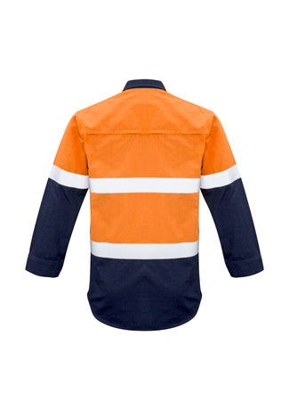 SYZMIK Mens FR Closed Front Hooped Taped Spliced Shirt ZW133