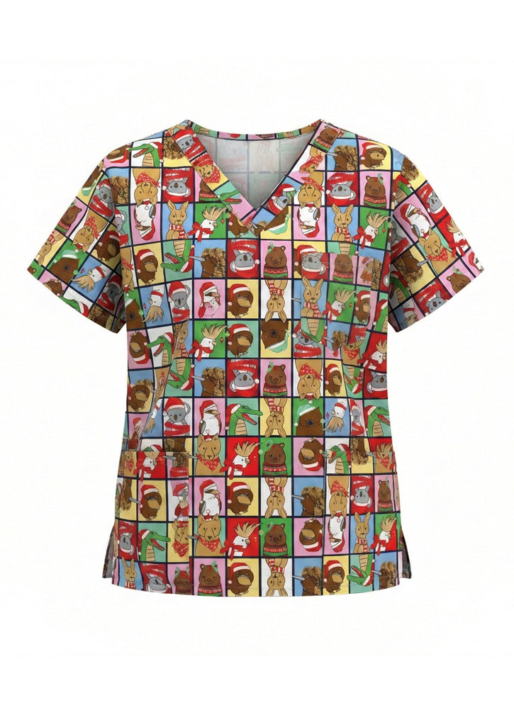 BIZ CARE Unisex Christmas Scrub Top C603U
