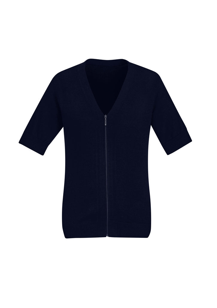 BIZ CARE Womens Zip Front Short Sleeve Knit Cardigan CK962LC
