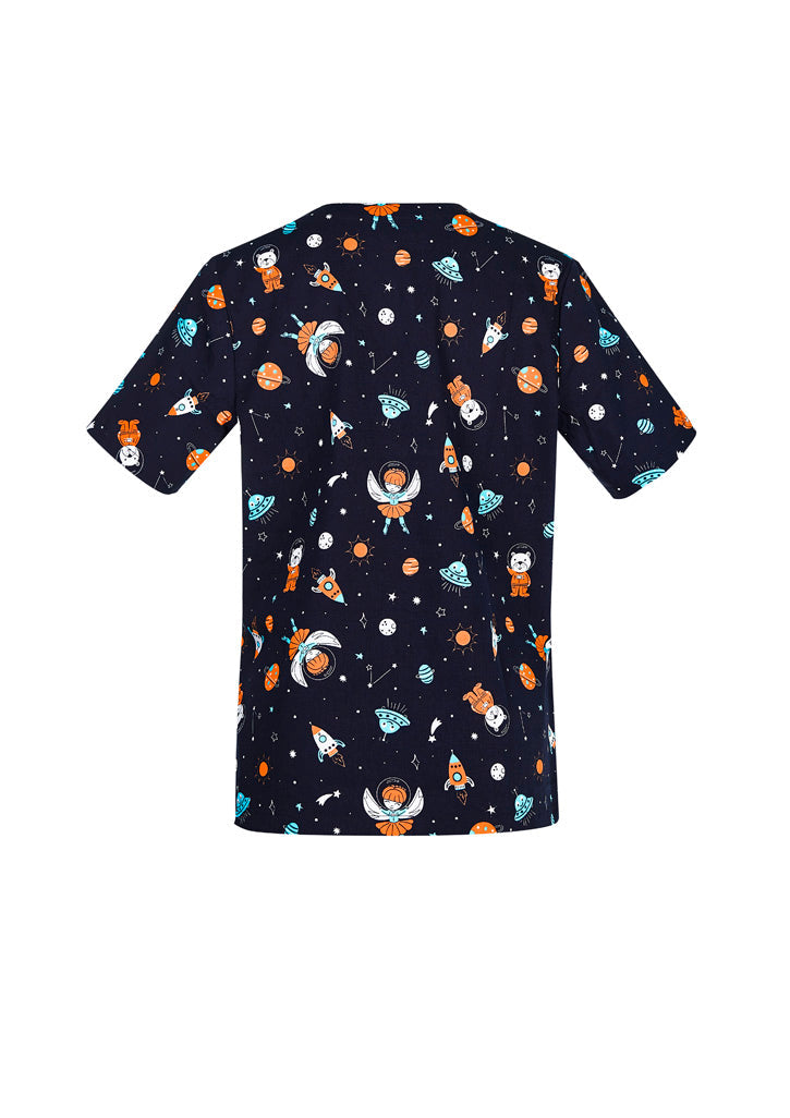 BIZ CARE Womens Printed Space Party Scrub Top CST148LS