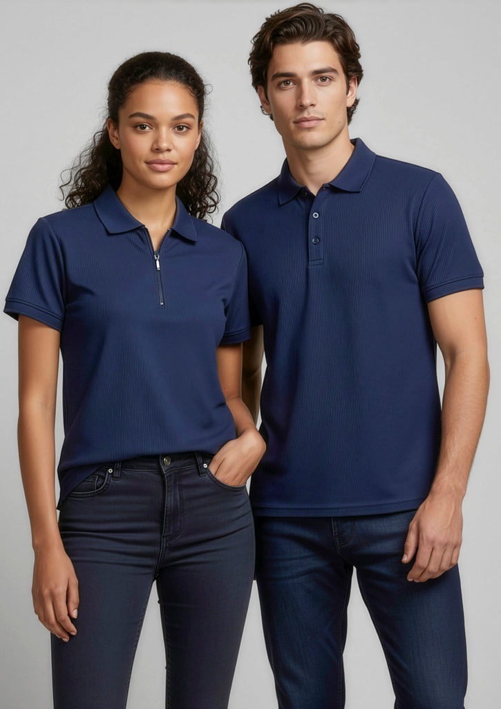 BIZ COLLECTION Womens Micro Waffle Short Sleeve Polo P3325