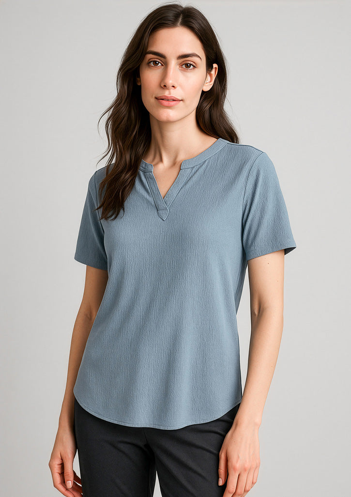 BIZ CORPORATES Womens Ruche Short Sleeve Blouse RU568LS