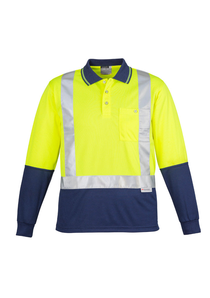 SYZMIK Mens Hi Vis Spliced Long Sleeve Polo - Shoulder Taped ZH234
