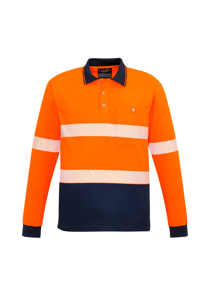 SYZMIK Unisex Hi Vis Segmented Tape Long Sleeve Polo ZH530