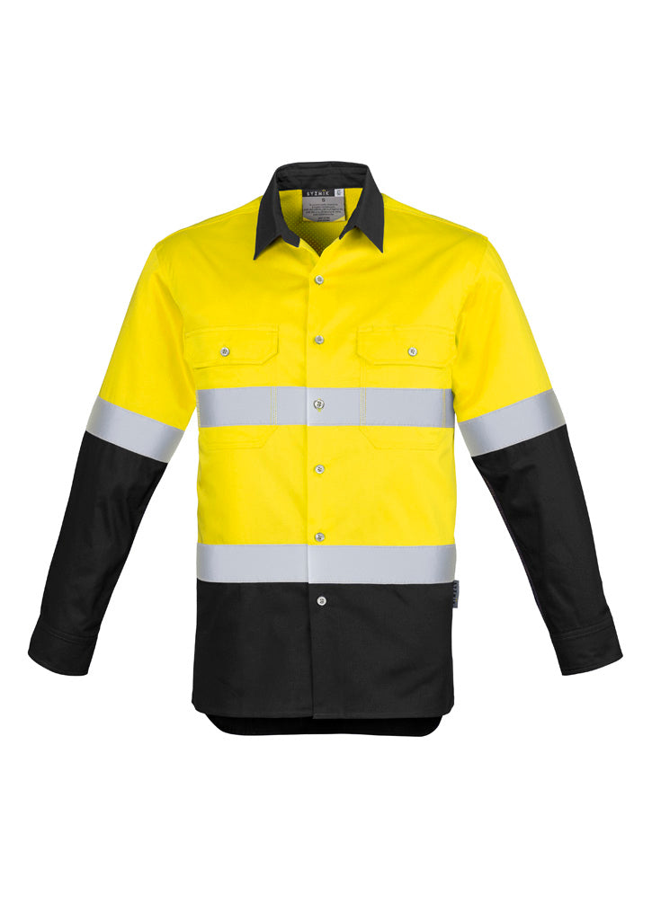 SYZMIK Mens Industrial Long Sleeve Shirt - Hoop Taped ZW123