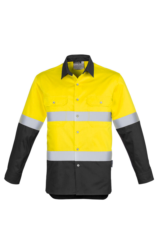 SYZMIK Mens Industrial Long Sleeve Shirt - Hoop Taped ZW123