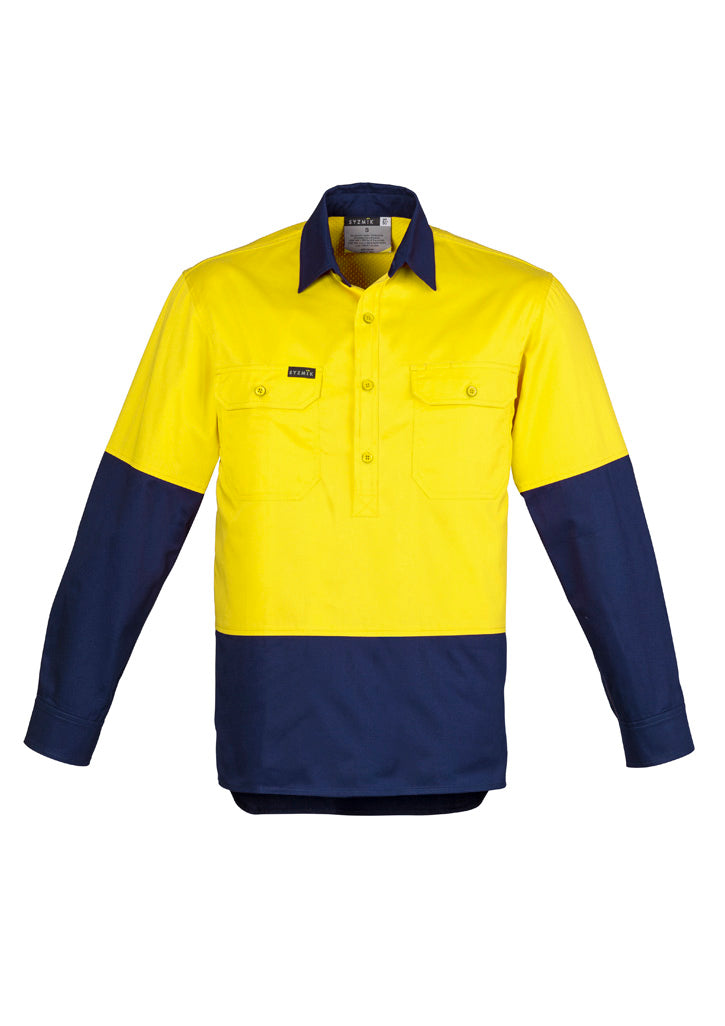 SYZMIK Mens Closed Front Long Sleeve Shirt ZW560