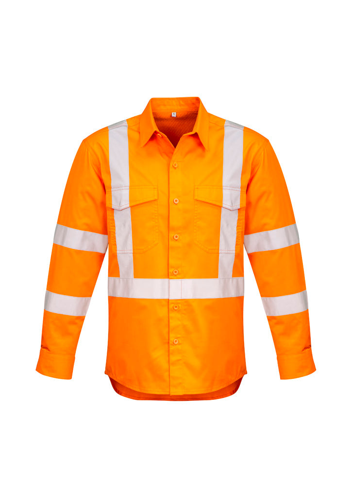 SYZMIK Mens Hi Vis X Back NSW Rail Taped Shirt ZW690